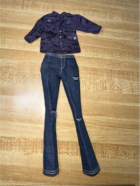 Barbie Doll Outfit Purple Jacket and Blue Jeans Set - Very Good Condition